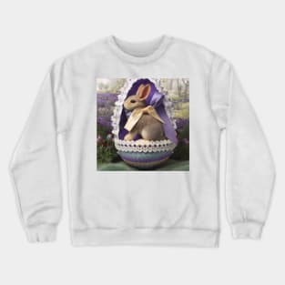 Cute Bunny Rabbit in Beautifully Decorated Easter Egg in a Spring Garden Crewneck Sweatshirt